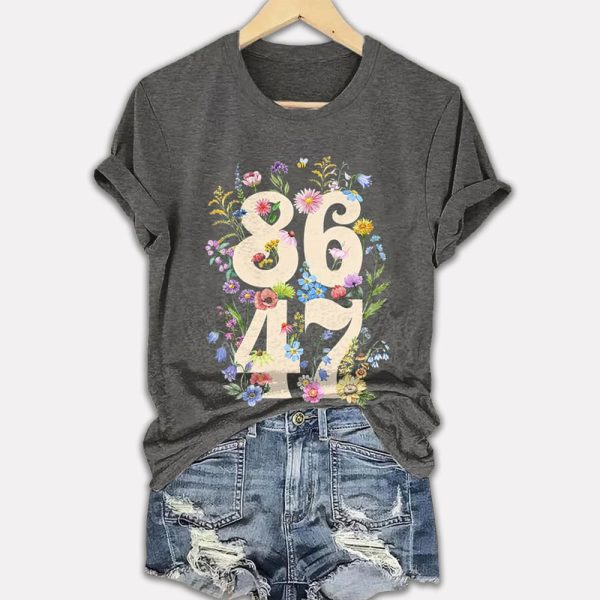 Retro Flowers 86 47 Print T Shirt 4