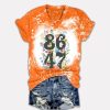 Retro Tie-Dye Flowers 86 47 Print V-Neck T-Shirt