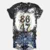 Retro Tie Dye Flowers 86 47 Print V Neck T Shirt 2