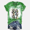 Retro Tie Dye Flowers 86 47 Print V Neck T Shirt 3