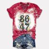 Retro Tie Dye Flowers 86 47 Print V Neck T Shirt 4