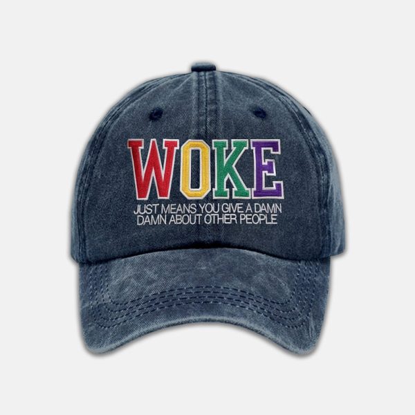 Retro Woke Just Means Give A Damn About Other People Baseball Cap 2
