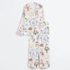 Vintage Bunnies Cottagecore Rabbits Cute Easter Watercolor Spring Print Satin Pajama Set 3