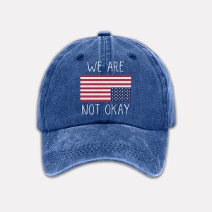 Retro We Are Not Ok Print Baseball Cap