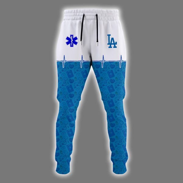 2025 Dodgers Nurses Night Hoodie Joggers Cap 3