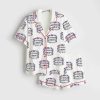 America Friendship Bracelet Girly 4th Of July 1776 Preppy USA Independence Day Coquette Satin Pajama Set