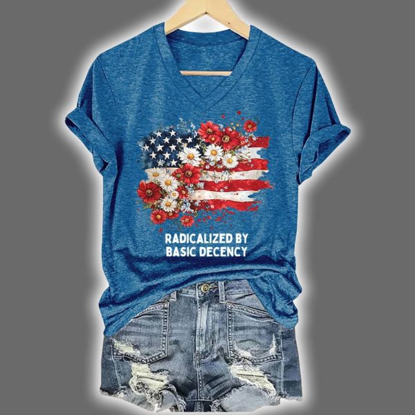 America Radicalized By Basic Decency FDT Floral T-Shirt