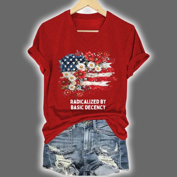 America Radicalized By Basic Decency FDT Floral T Shirt 3