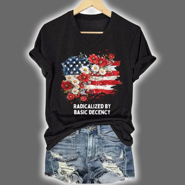 America Radicalized By Basic Decency FDT Floral T Shirt 4