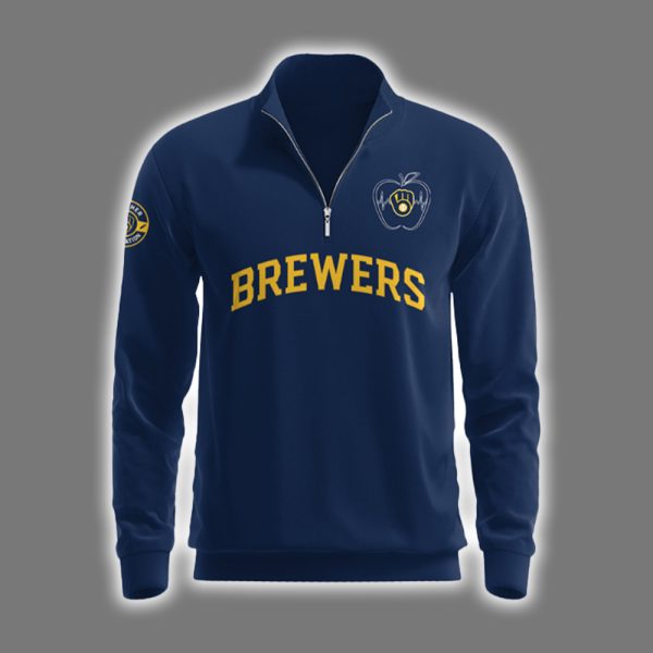 Brewers Teacher Appreciation Night Quarter Zip Collar Sweatshirt 2025 2