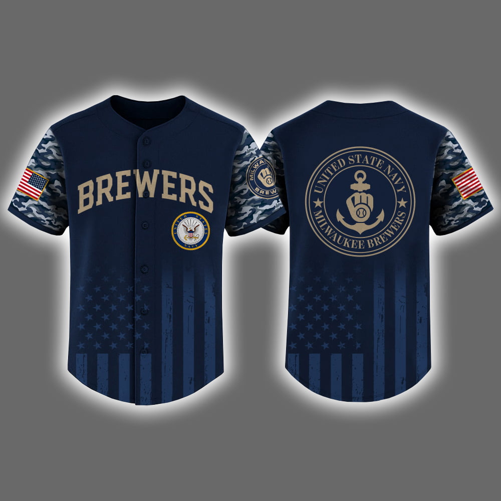 Brewers US Navy Appreciation Night 2025 Baseball Jersey Brewers US Navy Appreciation Night 2025 Baseball Jersey