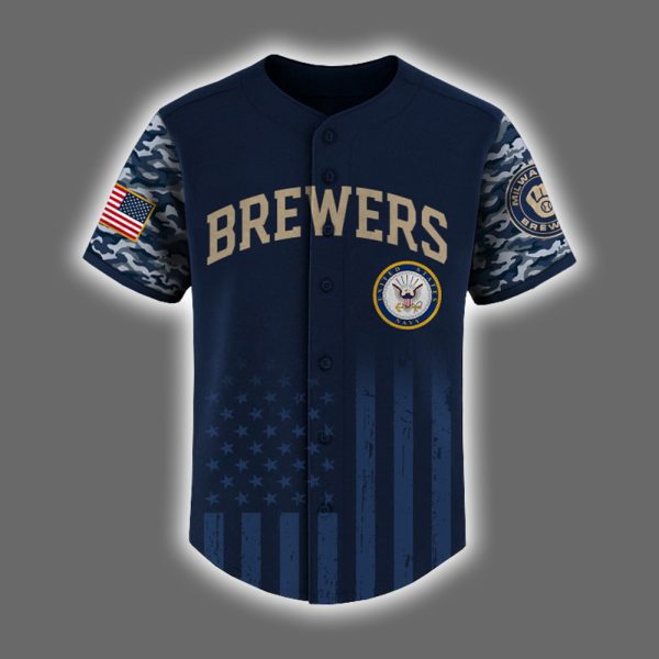 Brewers US Navy Appreciation Night 2025 Baseball Jersey 2