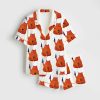 Cat Wine Cheers Satin Pajama Set