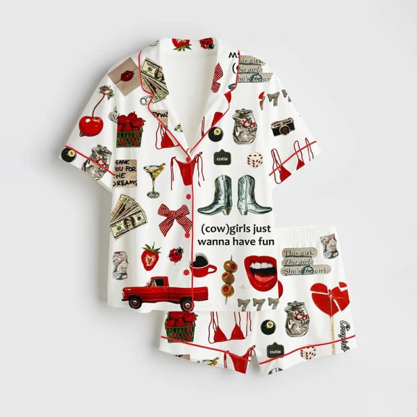Cowgirls Just Wanna Have Fun Western Satin Pajama Set