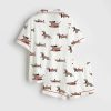 Dachshund Cute Dog Summer Print Satin Pajama Set 2