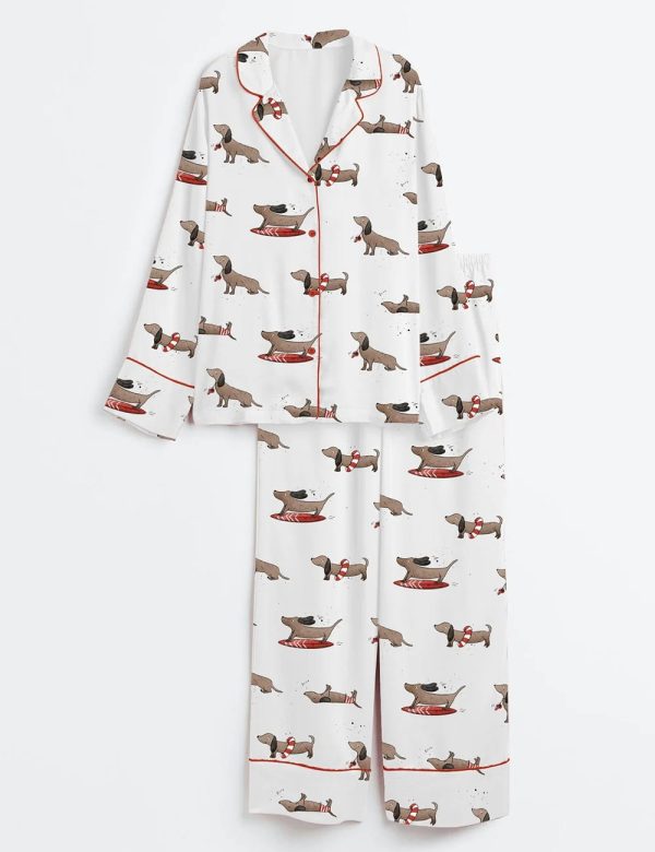 Dachshund Cute Dog Summer Print Satin Pajama Set 3