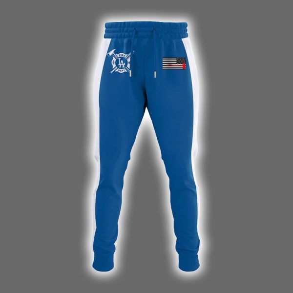 Dodgers 2025 Firefighter Appreciation Day Hoodie Joggers Cap 3
