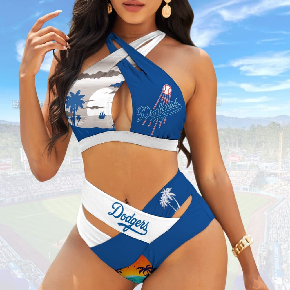 Dodgers Baseball Summer Crossover Bikini Suit Set Dodgers Baseball Summer Crossover Bikini Suit Set