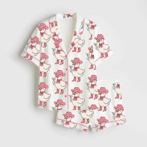 Just A Silly Goose Satin Pajama Set