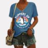Flippers Up I Stand With The Penguins V-Neck T-Shirt