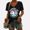 Flippers Up I Stand With The Penguins V Neck T Shirt 2