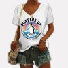 Flippers Up I Stand With The Penguins V Neck T Shirt 4