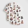 Independence Day Cat 4th Of July Satin Pajama Set