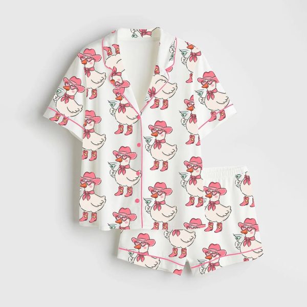 Just A Silly Goose Satin Pajama Set