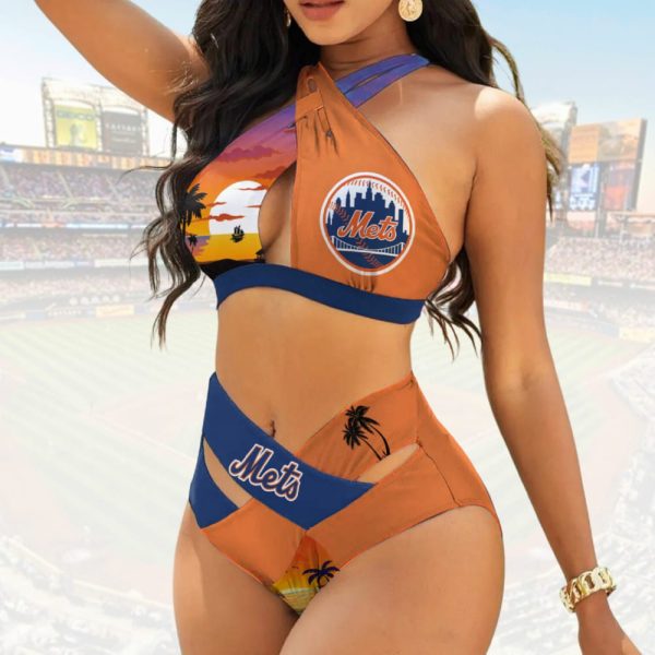 Mets Baseball Summer Crossover Bikini Suit Set