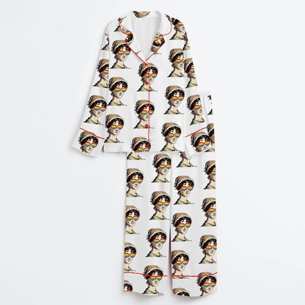 More Pride Less Prejudice LGBTQ Pride Month Print Satin Pajama Set 3