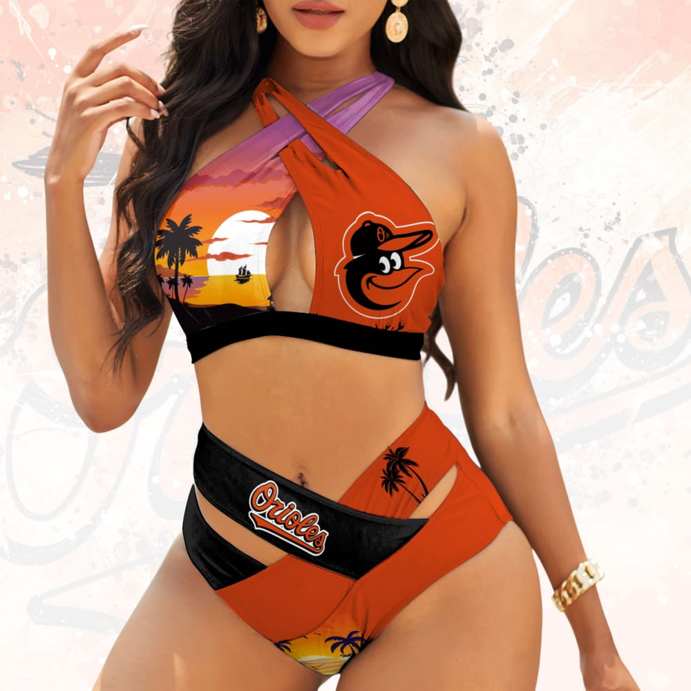 Orioles Baseball Summer Crossover Bikini Suit Set Orioles Baseball Summer Crossover Bikini Suit Set