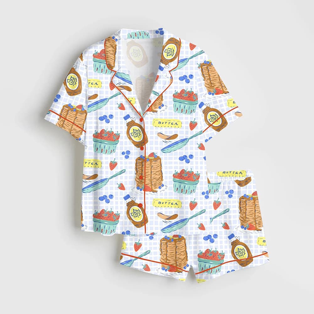 Pancake Food Artist Satin Pajama Set Pancake Food Artist Satin Pajama Set