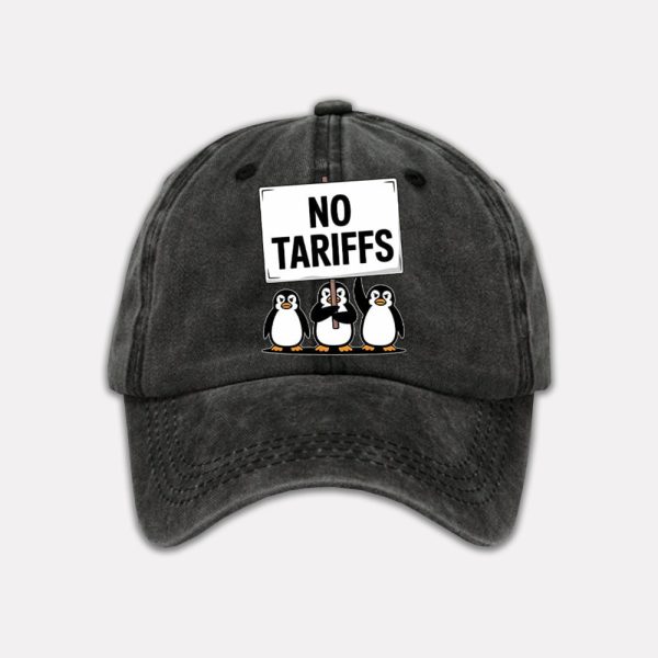 Penguin No Tariffs Print Baseball Cap 2