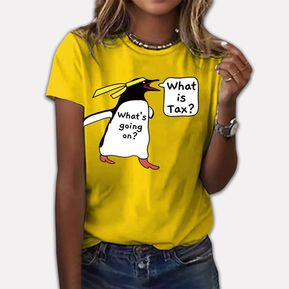 Penguin What is Tax What's Going On Print T-Shirt Penguin What is Tax What's Going On Print T-Shirt