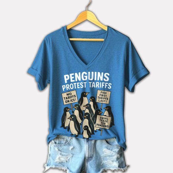 Penguins Protest Tariffs Printed Shirt 3