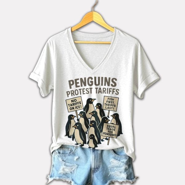 Penguins Protest Tariffs Printed Shirt 4