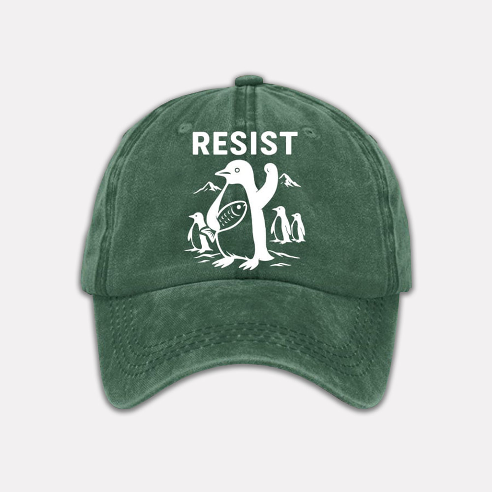Penguins Resist Print Baseball Cap Penguins Resist Print Baseball Cap