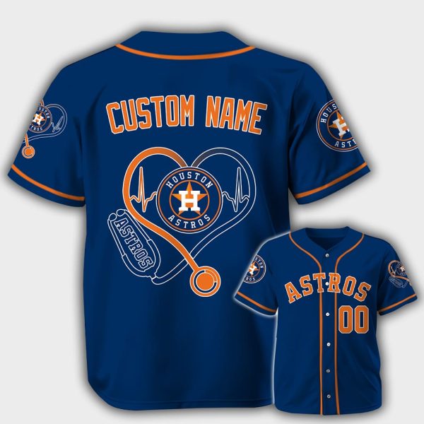 Personalized Astros Nurse Heartbeat Baseball Jersey 2025