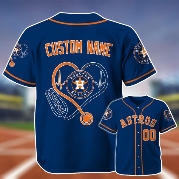 Personalized Astros Nurse Heartbeat Baseball Jersey 2025 2