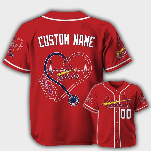 Personalized Cardinals Nurse Heartbeat Baseball Jersey 2025