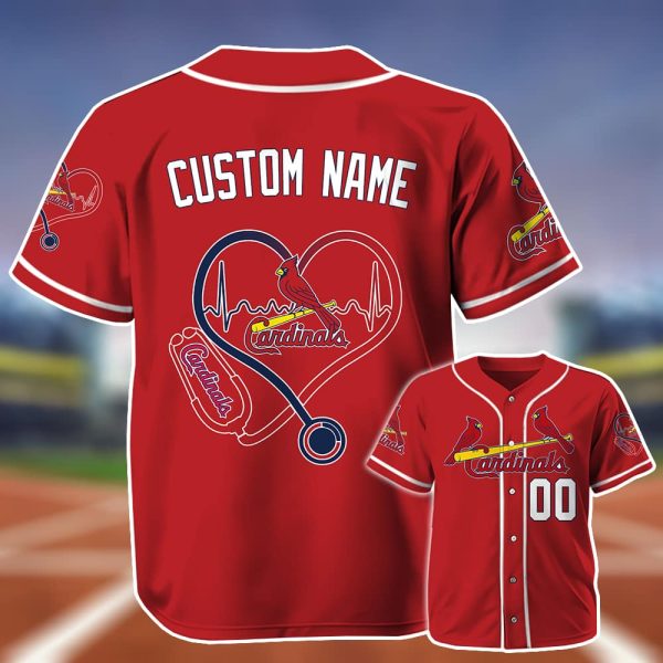 Personalized Cardinals Nurse Heartbeat Baseball Jersey 2025 2