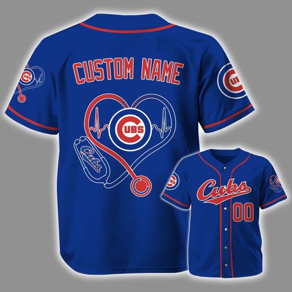 Personalized Cubs Nurse Heartbeat Baseball Jersey 2025