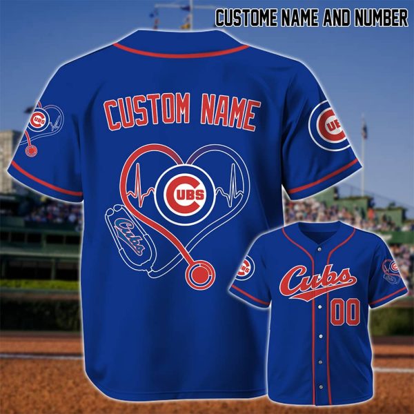 Personalized Cubs Nurse Heartbeat Baseball Jersey 2025 2