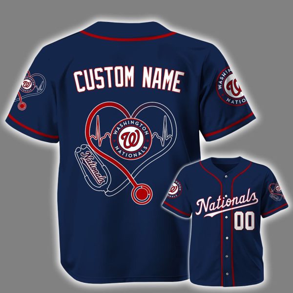Personalized Nationals Nurse Heartbeat Baseball Jersey 2025
