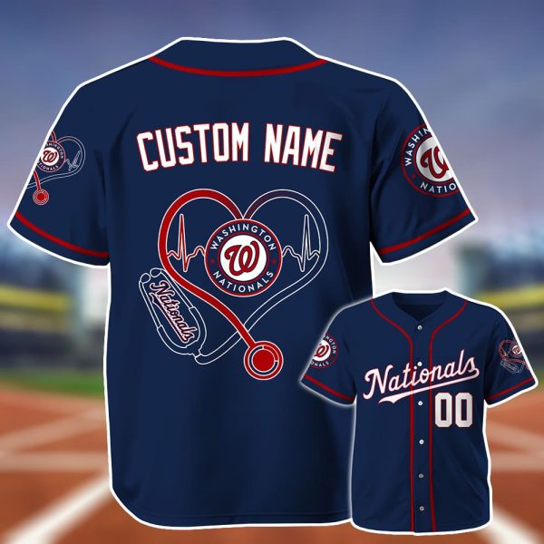Personalized Nationals Nurse Heartbeat Baseball Jersey 2025 2