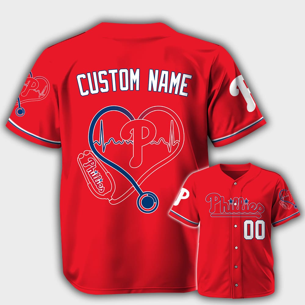 Personalized Phillies Nurse Heartbeat Baseball Jersey 2025 Personalized Phillies Nurse Heartbeat Baseball Jersey 2025