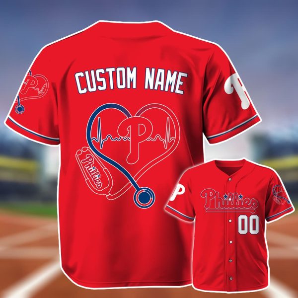 Personalized Phillies Nurse Heartbeat Baseball Jersey 2025 2
