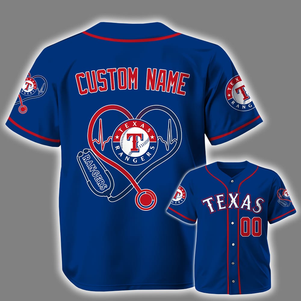 Personalized Rangers Nurse Heartbeat Baseball Jersey 2025 Personalized Rangers Nurse Heartbeat Baseball Jersey 2025