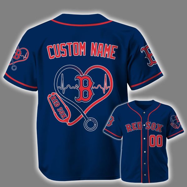 Personalized Red Sox Nurse Heartbeat Baseball Jersey 2025