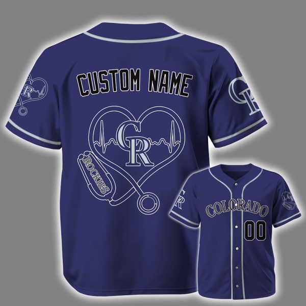 Personalized Rockies Nurse Heartbeat Baseball Jersey 2025